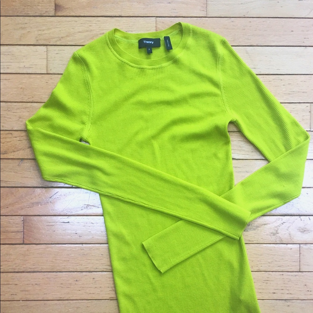Theory Merino Wool Neon Yellow Shirt